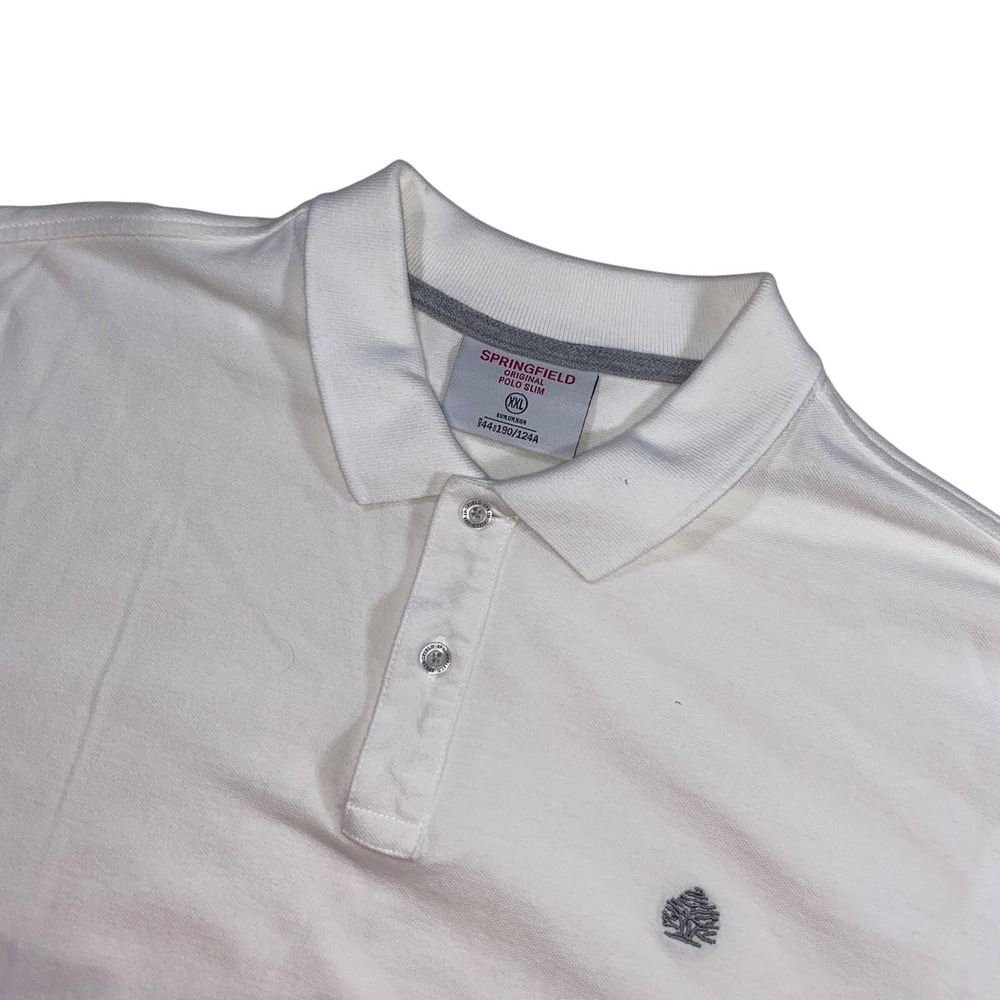 Springfield Original Slim Polo Shirt Mens XXL White Short Sleeve Casual Top‎